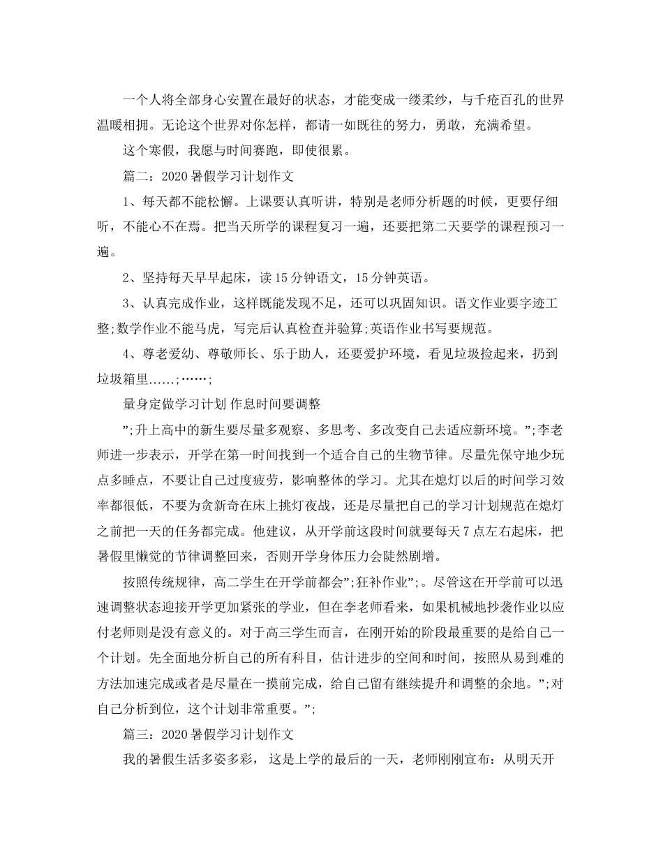 暑假学习计划作文3篇【优秀】_第2页