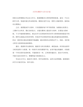 大学生暑假个人学习计划