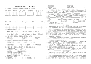 新课标五年级语文下册第五单元试卷