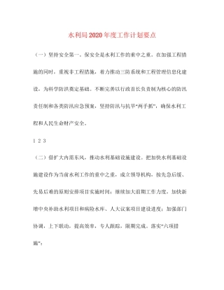 水利局年度工作计划要点