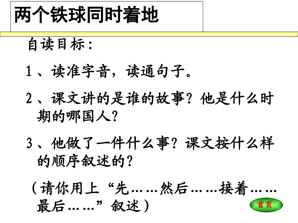 语文四年级下人教版725《两个铁球同时着地》课件2_第2页
