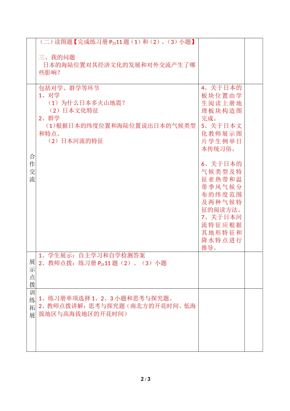 七年级地理第七章第五节日本导学案_第2页