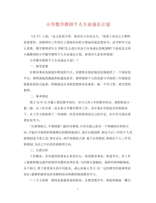 小学数学教师个人专业成长计划