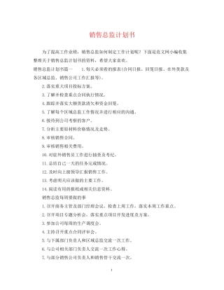 销售总监计划书