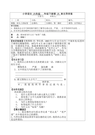 小学语文六年级年级下册第六单元导学案