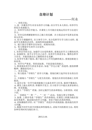 小学音乐自培计划
