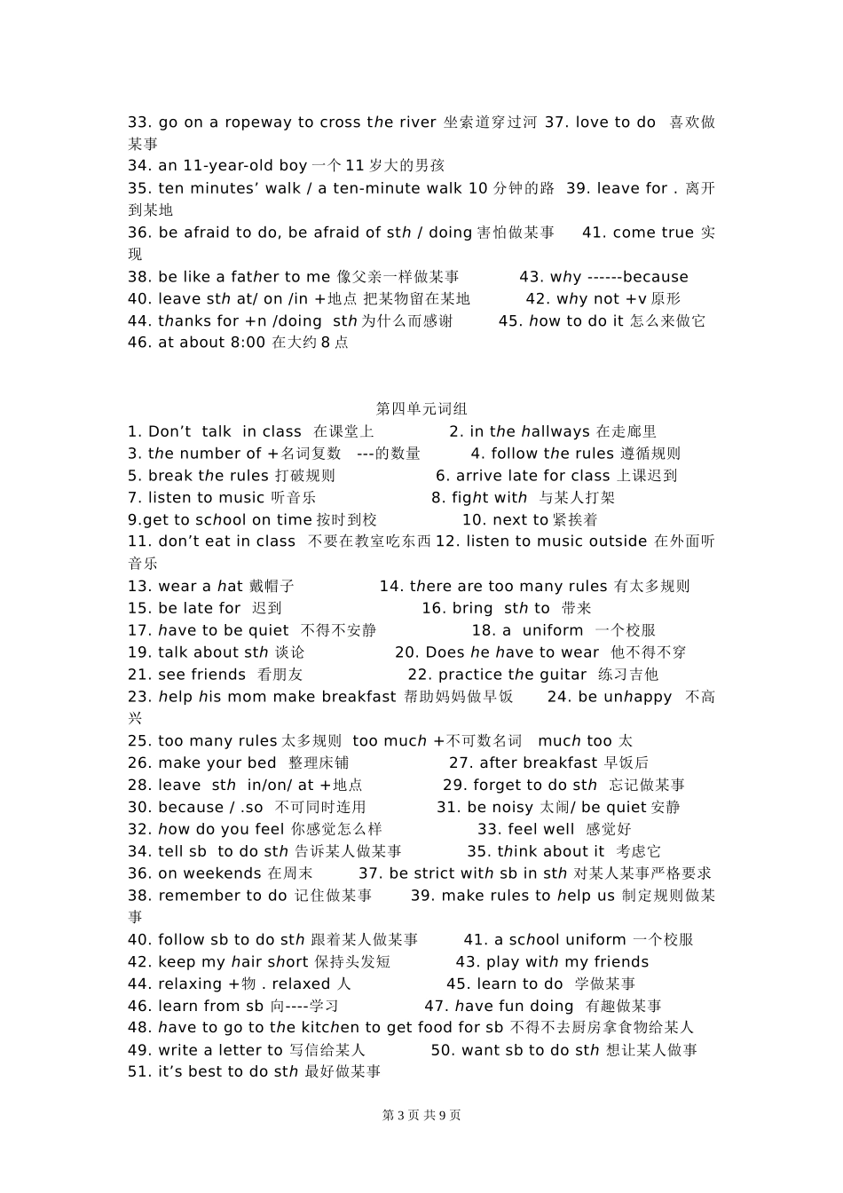 2014七年级下册英语期末总复习资料_第3页
