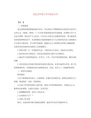 党总支年度工作计划怎么写