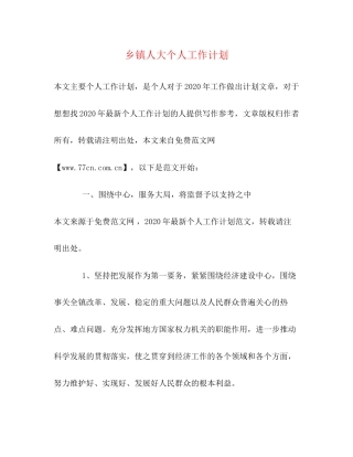 乡镇人大个人工作计划