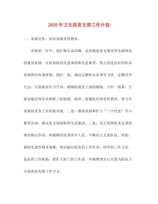 2020年卫生院党支部工作计划1)