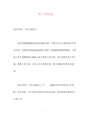 电厂工作计划2