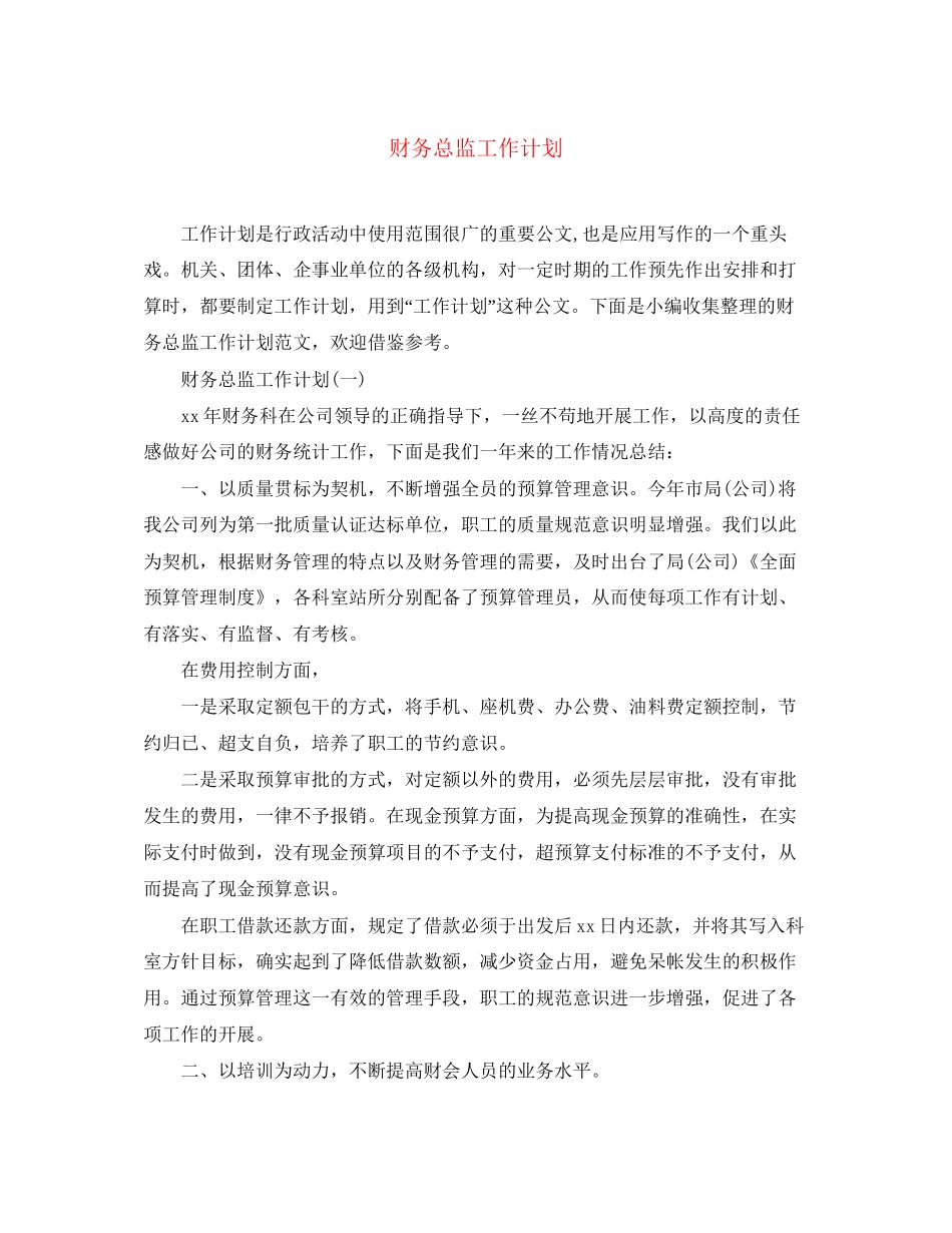 财务总监工作计划_第1页