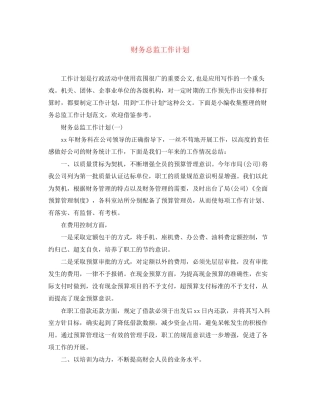 财务总监工作计划