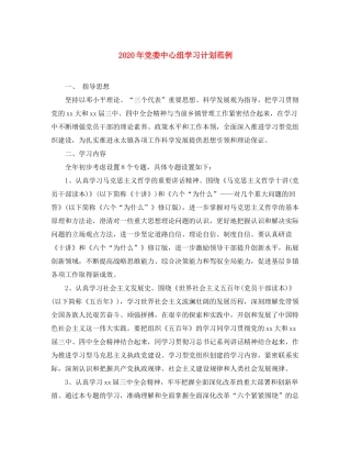 2020年党委中心组学习计划范例
