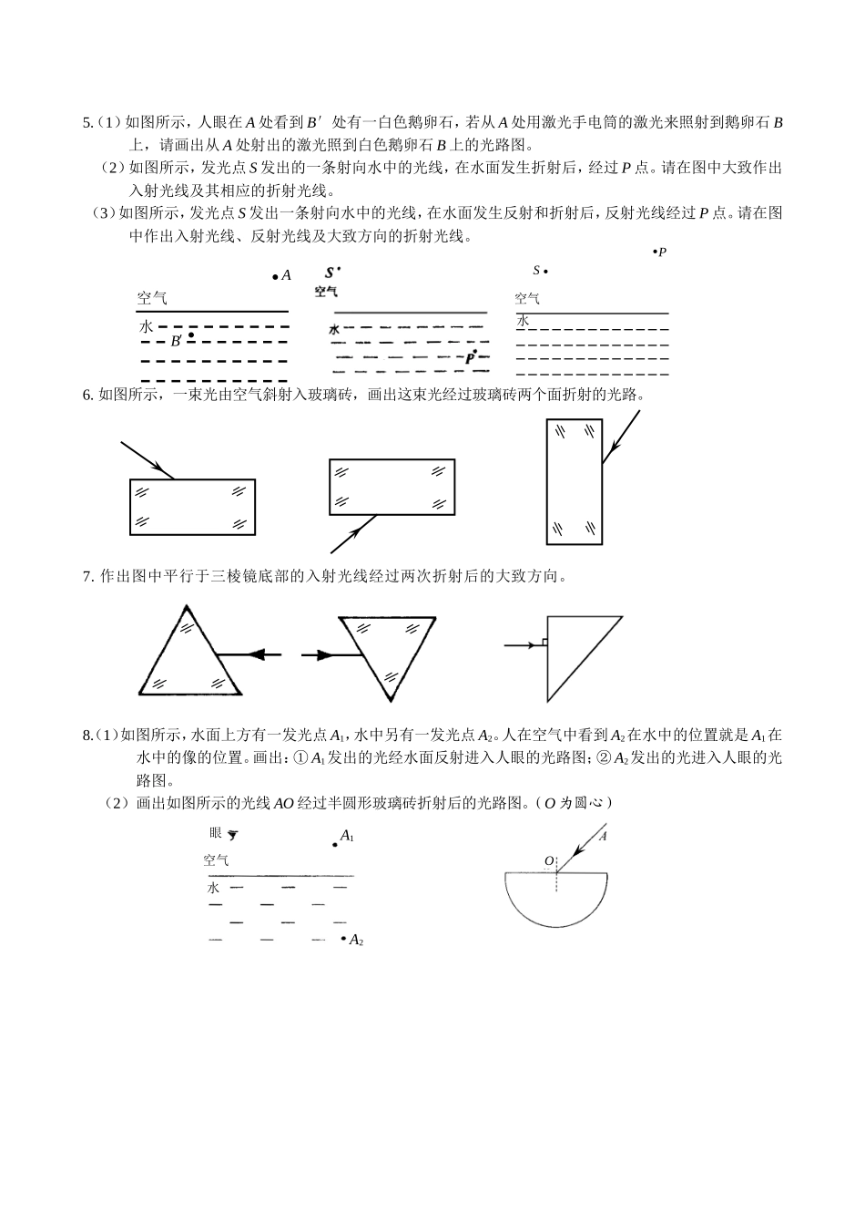 光的折射作图专题训练_第2页