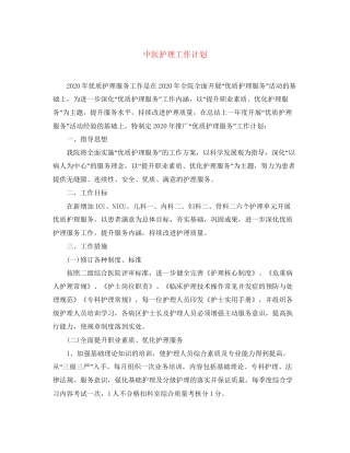 中医护理工作计划2