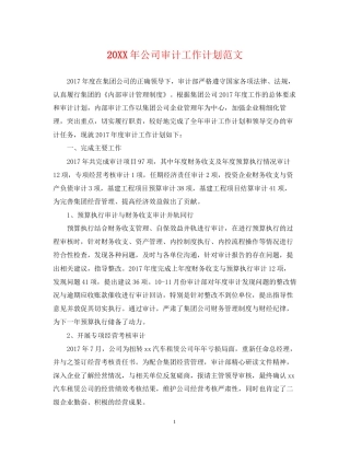 公司审计工作计划范文