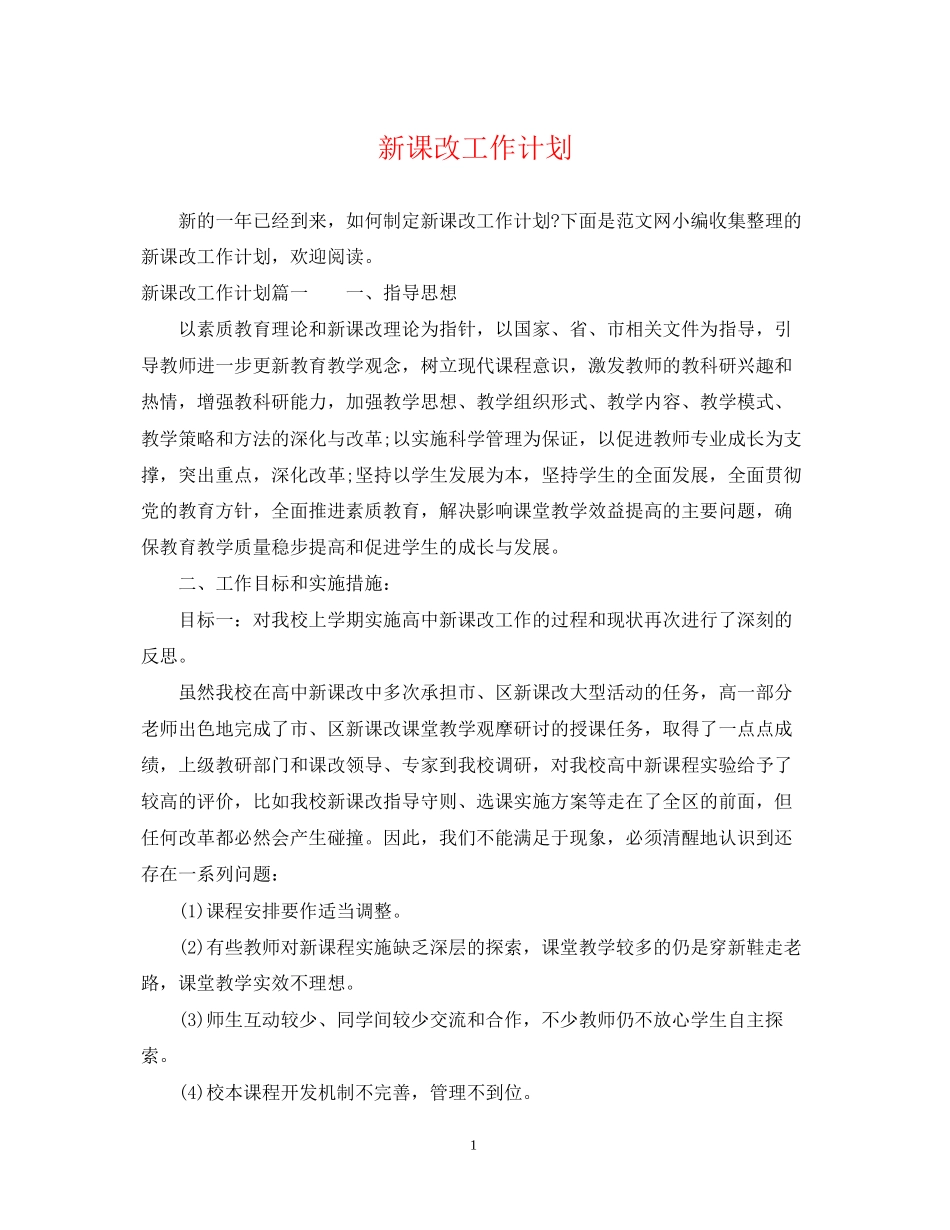 新课改工作计划_第1页
