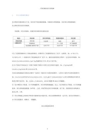 高中化学：同分异构体的知识点总结