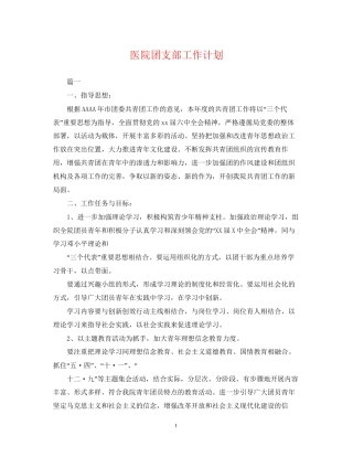 医院团支部工作计划2