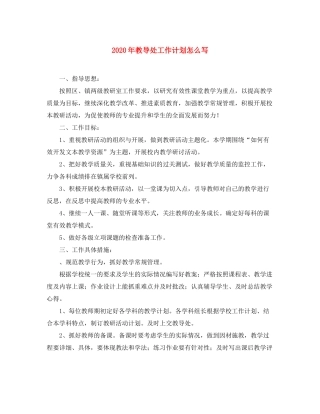 2020年教导处工作计划怎么写