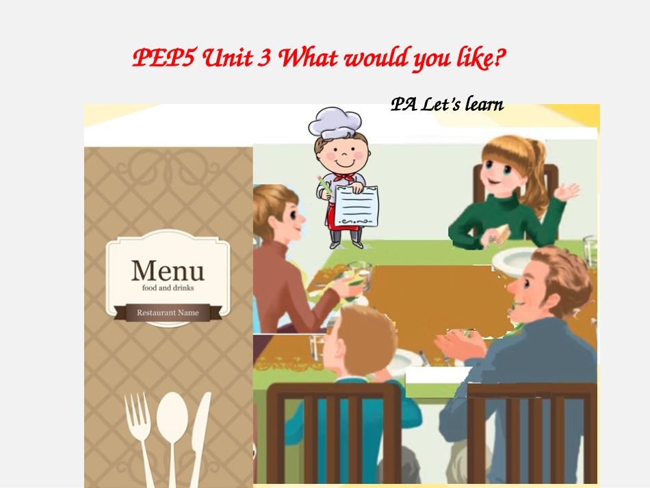 【人教版】pep五年级上册：Unit3WhatwouldyoulikeALet’slearn课件_第1页