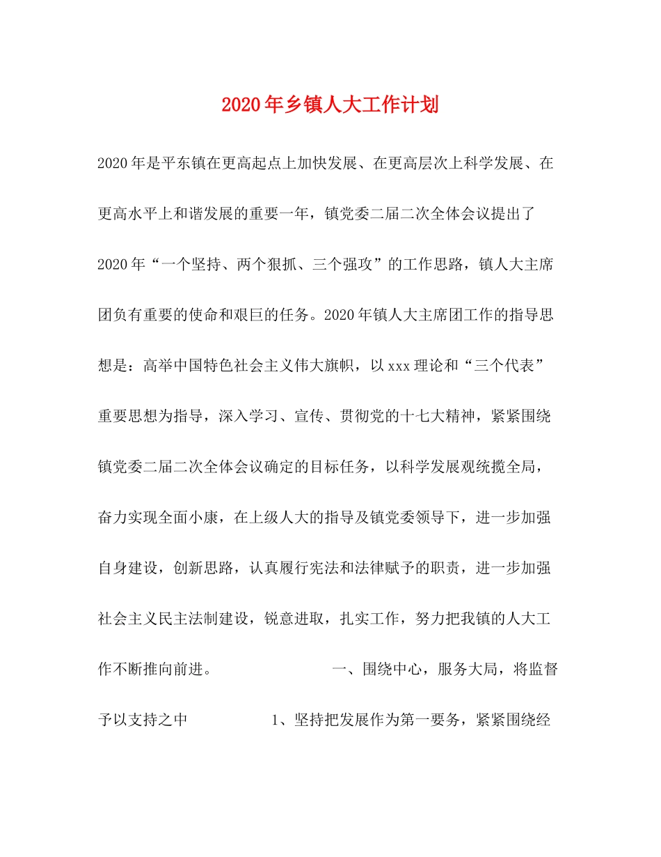2020年乡镇人大工作计划_第1页