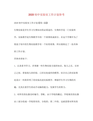 初中实验室工作计划参考