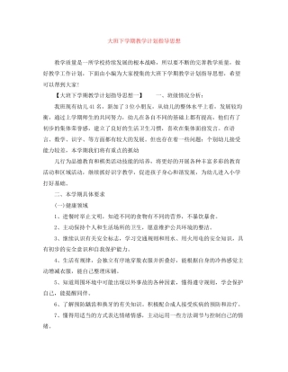 大班下学期教学计划指导思想