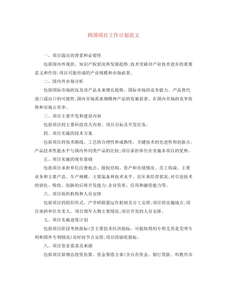 跨国项目工作计划范文