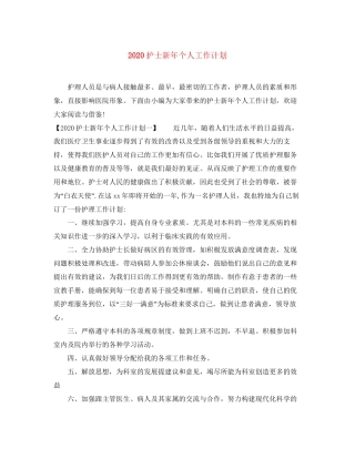 护士新年个人工作计划