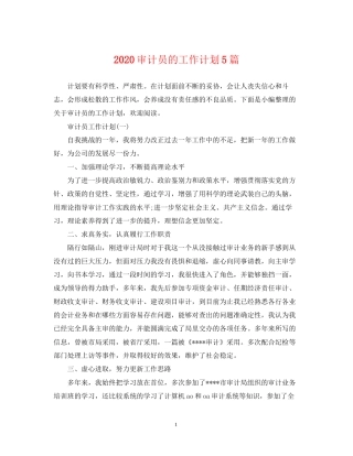 审计员的工作计划5篇