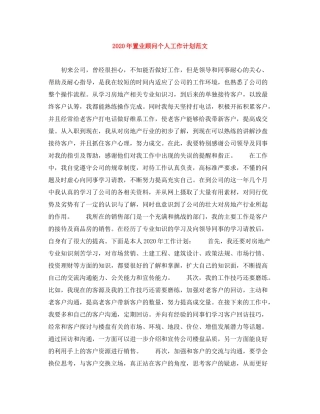 2020年置业顾问个人工作计划范文