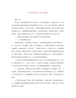 大学生团支部工作计划报告