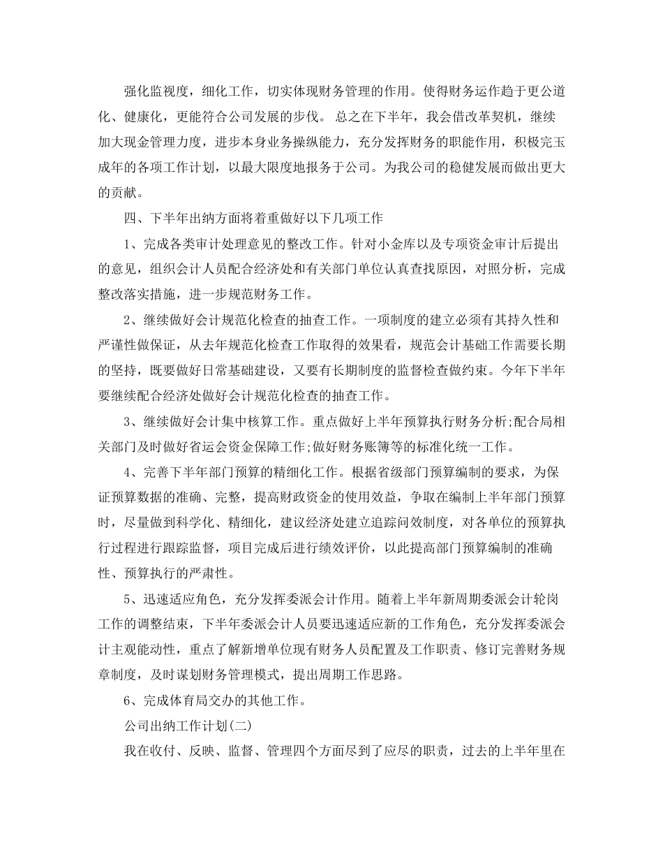 公司出纳的工作计划_第2页