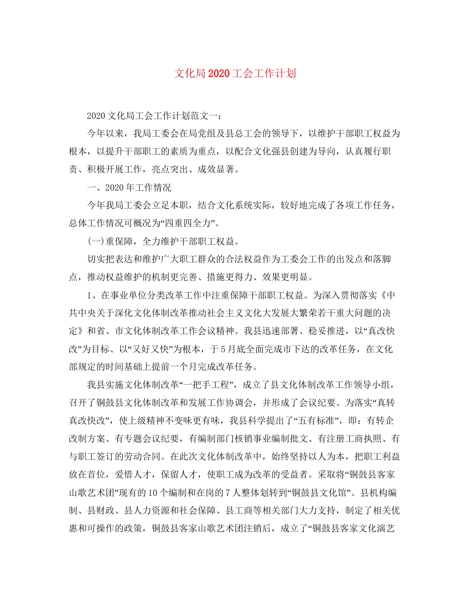 文化局工会工作计划_第1页