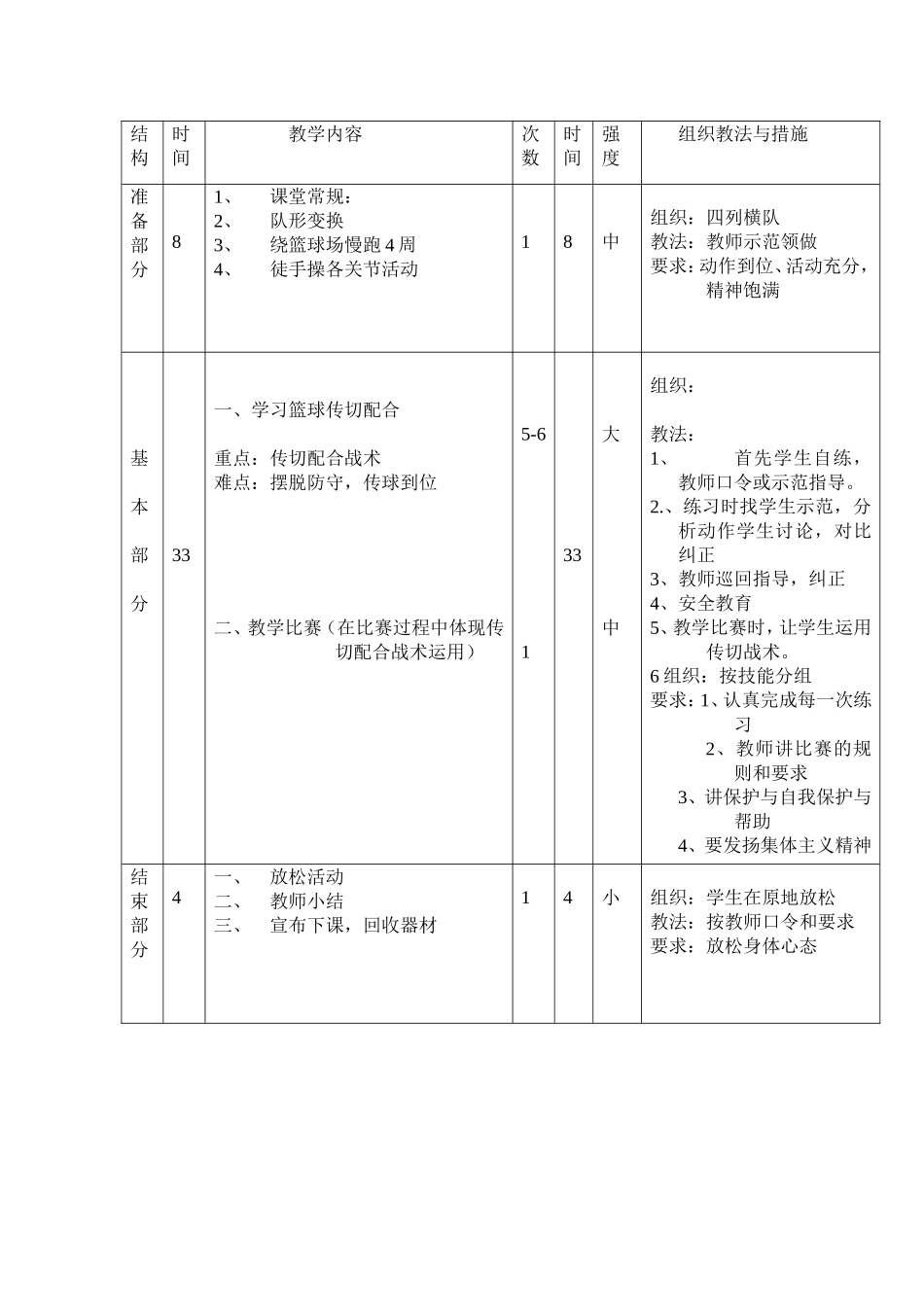 课2篮球传切配合反思、教案、设计 (2)_第3页