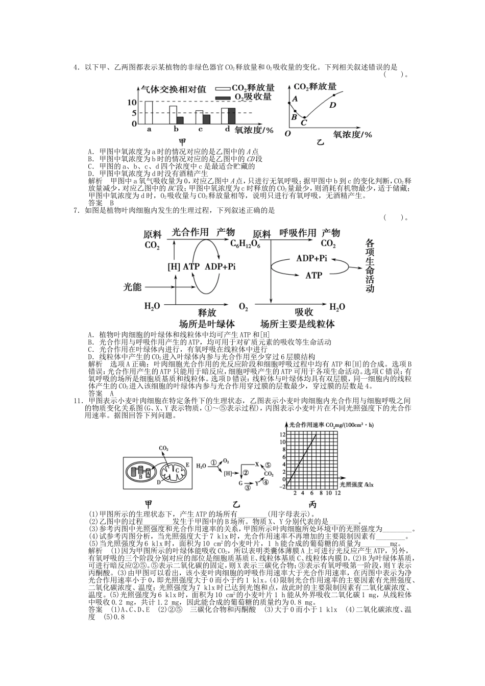 光合与呼吸习题_第1页