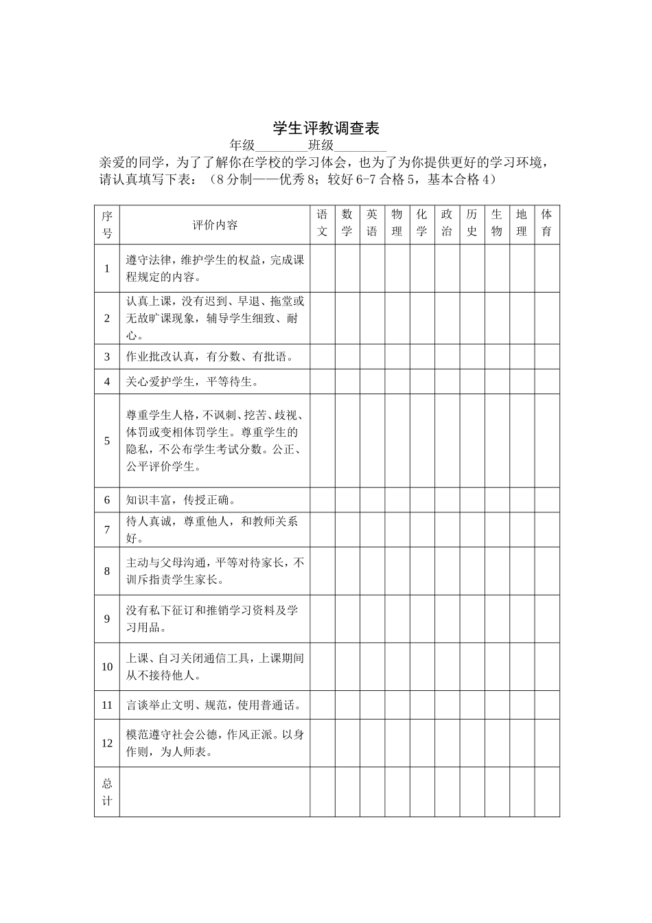 学生课业负担调查表_第2页