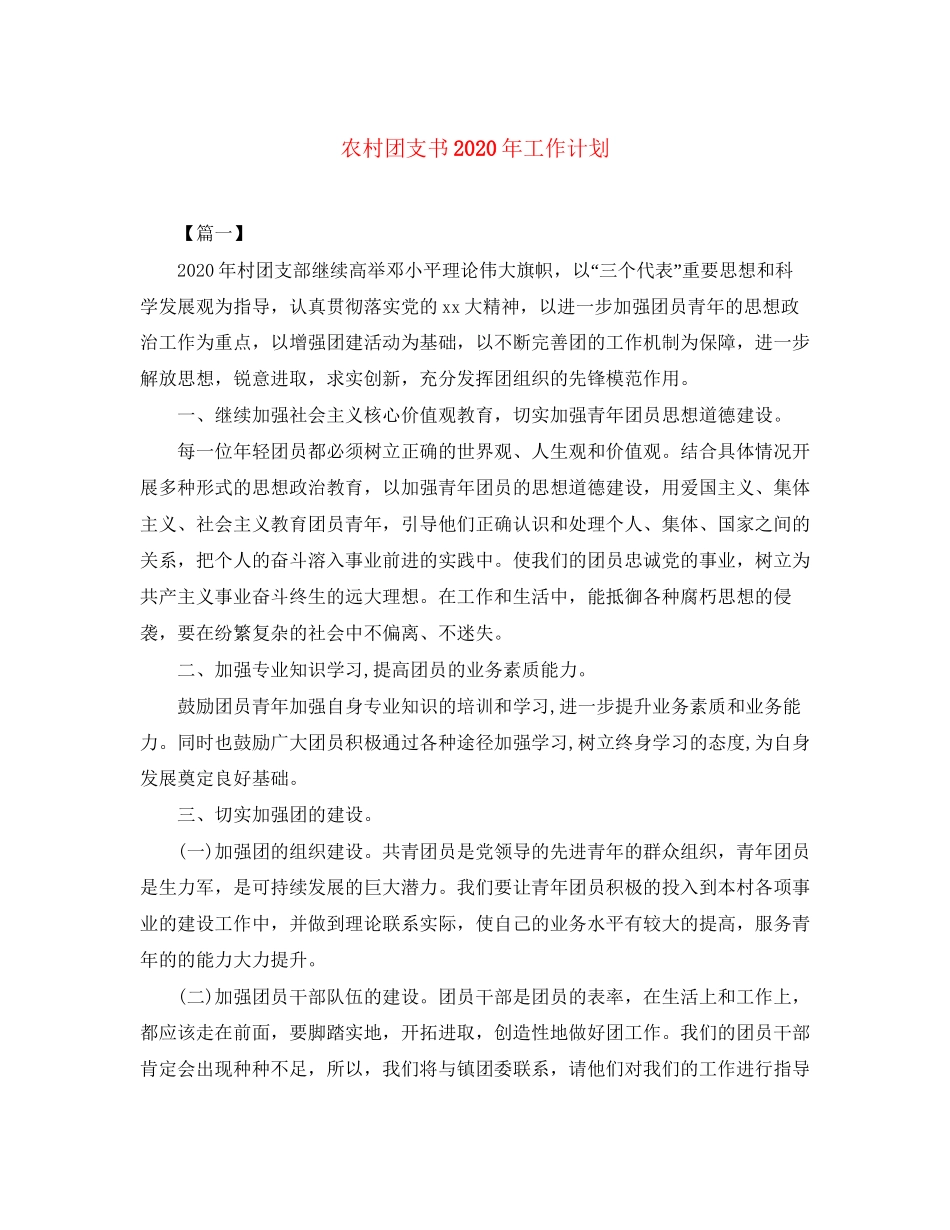 农村团支书年工作计划_第1页