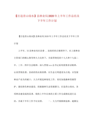 【打造青山绿水】县林业局年上半年工作总结及下半年工作计划