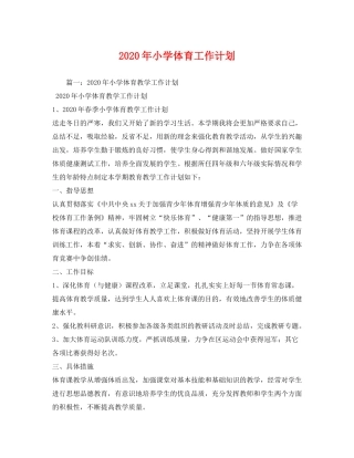 2020年小学体育工作计划