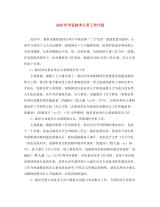 2020年专业技术人员工作计划
