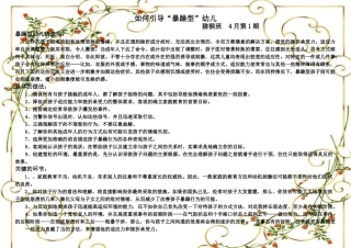 如何引导暴躁型幼儿