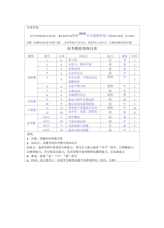 物理双向细目表