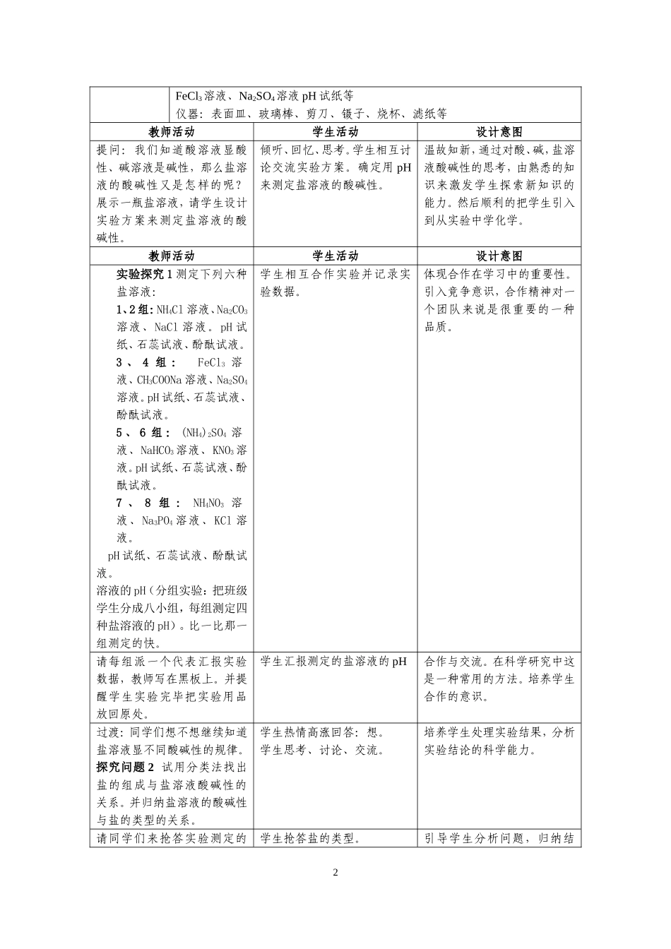 盐类水解教案(定稿)_第2页