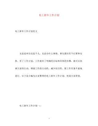 电工新年工作计划