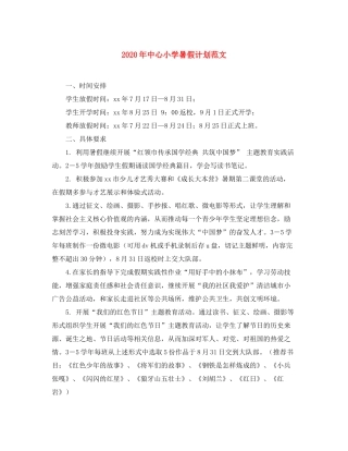 2020年中心小学暑假计划范文