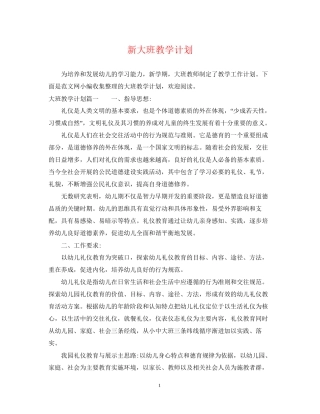 新大班教学计划