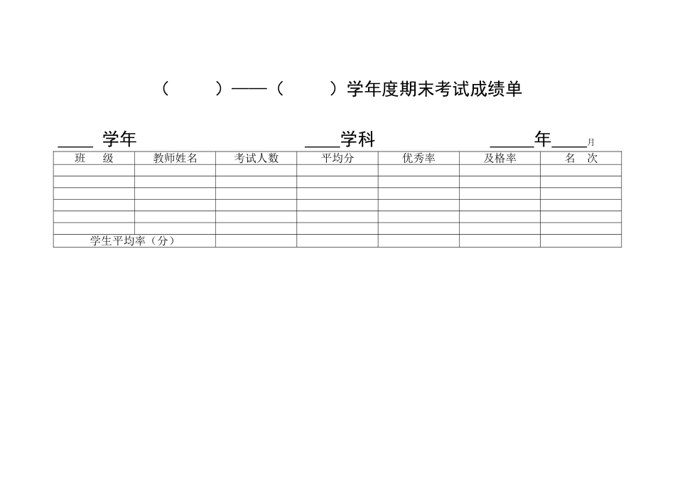 学年度期末考试成绩单_第1页